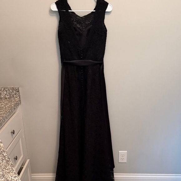 Morilee Black Lace Mermaid Hem 696 Maxi Event Dress with Satin Waist Tie. Size 8 - Picture 15 of 16